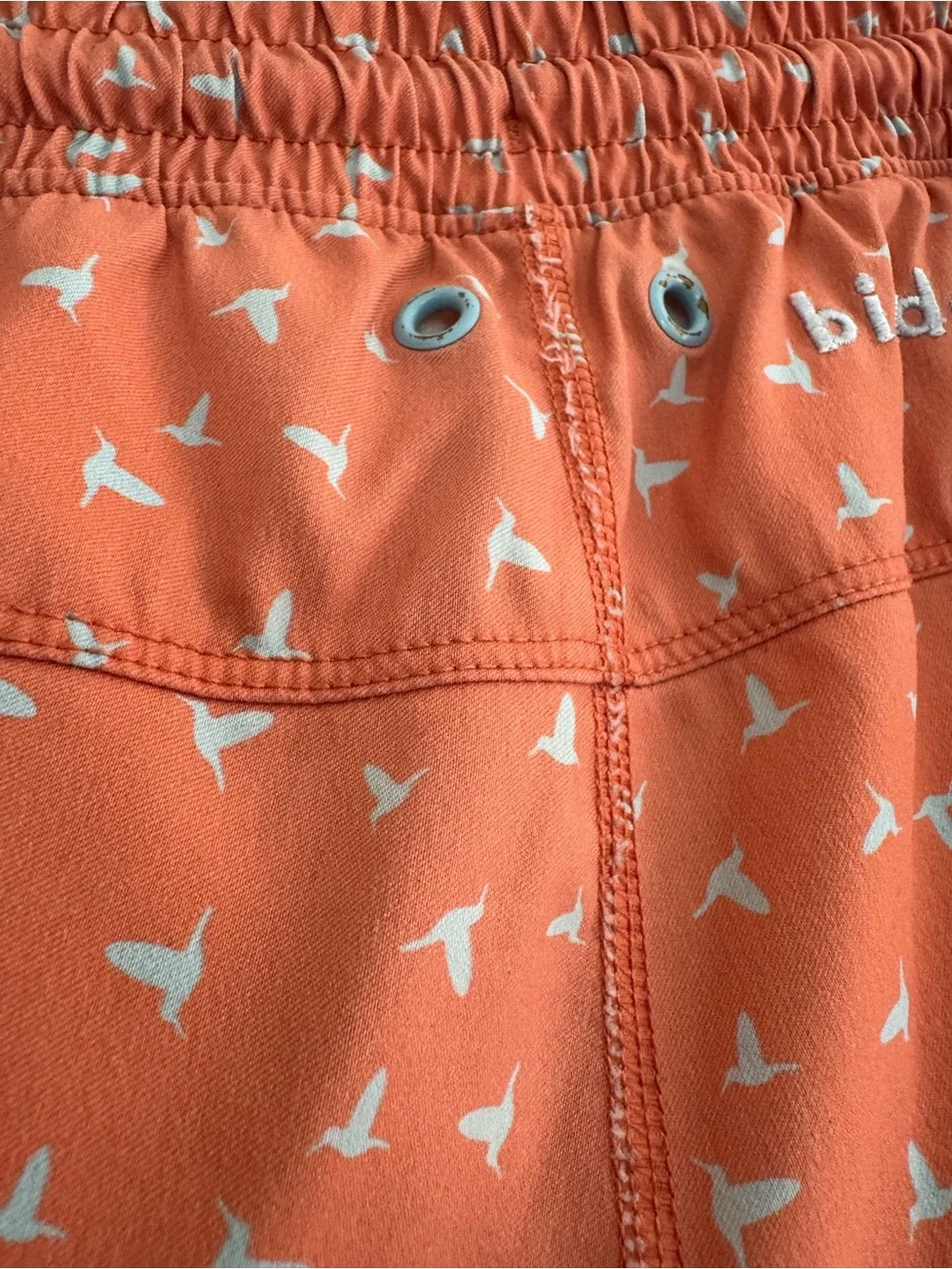 Birddogs Inner Banks Swim Shorts Orange White Bird Print Summer Beach Short